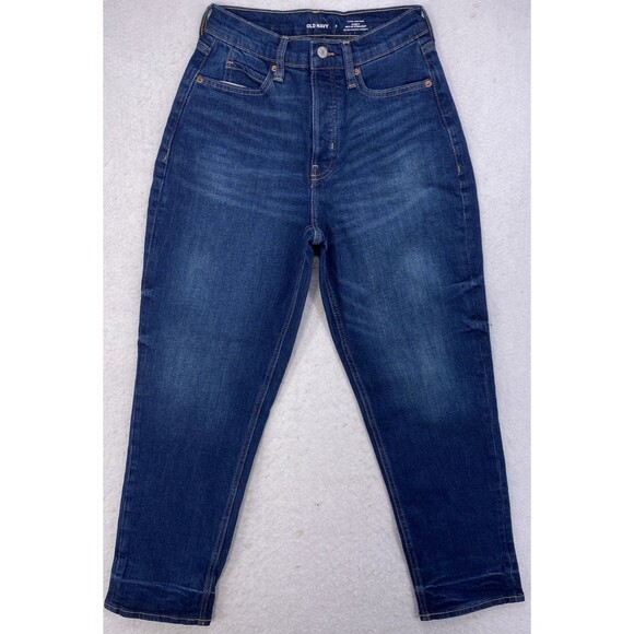 Old Navy Extra High-Rise Curvy Sky-Hi Straight Jeans Womens Size 2 Dark Wash - Picture 1 of 14